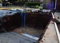 Excavate and run lines for fiberglass pool